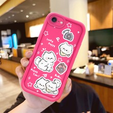 HONTINGA iPhone Se 2022 ile Uyumlu Kılıfı Düşüme Önleyici Basitlik Anti Düşme Kamera Korumali Şirin Kedi Desen Gül Kırmızı Yumuşak Silikon Telefon Kılıfı Kadın ve Erkek Için Uygundur K8-0087