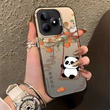 HONTINGA Realme C53 ile Uyumlu Kılıfı Silikon Kenar Sert Arka Düşüme Önleyici Basitlik Anti Düşme Kamera Korumali Kedi Panda Telefon Kılıfı Kadın ve Erkek Için Uygundur K1-0846