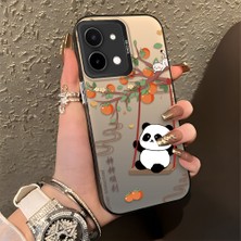 HONTINGA Vivo Y28 ile Uyumlu Kılıfı Silikon Kenar Sert Arka Düşüme Önleyici Basitlik Anti Düşme Kamera Korumali Kedi Panda Telefon Kılıfı Kadın ve Erkek Için Uygundur K1-0846