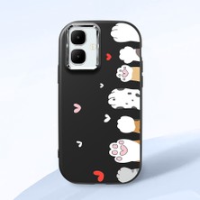 HONTINGA Infinix Smart 10 ile Uyumlu Kılıfı Kamera Korumalı Düşüme Önleyici Basitlik Siyah Yumuşak Silikon Telefon Kılıfı Kedi Desenli K4-0184
