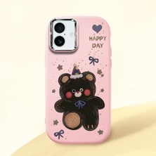 HONTINGA iPhone 16 Plus ile Uyumlu Kılıfı Kamera Korumalı Düşüme Önleyici Basitlik Pembe Yumuşak Silikon Telefon Kılıfı Hello Kitty Desenli K4-0182
