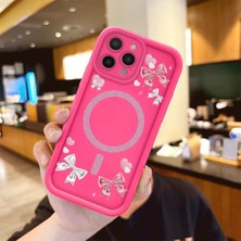 HONTINGA iPhone 15 Pro ile Uyumlu Kılıfı Düşüme Önleyici Basitlik Anti Düşme Kamera Korumali Şirin Fiyonk Desen Gül Kırmızı Yumuşak Silikon Telefon Kılıfı Kadın ve Erkek Için Uygundur K8-0083