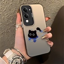 HONTINGA Vivo Y04 ile Uyumlu Kılıfı Silikon Kenar Sert Arka Düşüme Önleyici Basitlik Anti Düşme Kamera Korumali Kedi Desen Telefon Kılıfı Kadın ve Erkek Için Uygundur K1-0845