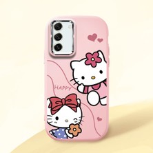 HONTINGA Samsung Galaxy S21 Fe ile Uyumlu Kılıfı Kamera Korumalı Düşüme Önleyici Basitlik Pembe Yumuşak Silikon Telefon Kılıfı Kitty Desenli K4-0224