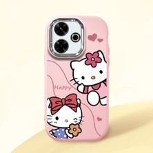 HONTINGA Xiaomi Redmi 13X ile Uyumlu Kılıfı Kamera Korumalı Düşüme Önleyici Basitlik Pembe Yumuşak Silikon Telefon Kılıfı Kitty Desenli K4-0224