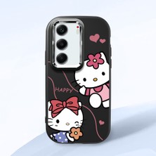 HONTINGA Tecno Camon 40 ile Uyumlu Kılıfı Kamera Korumalı Düşüme Önleyici Basitlik Siyah Yumuşak Silikon Telefon Kılıfı Kitty Desenli K4-0224
