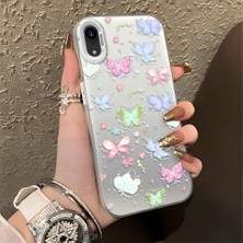 HONTINGA iPhone Xr ile Uyumlu Kılıfı Silikon Kenar Sert Arka Düşüme Önleyici Basitlik Anti Düşme Kamera Korumali Küçük Kelebek Desen Telefon Kılıfı Kadın ve Erkek Için Uygundur K1-0851