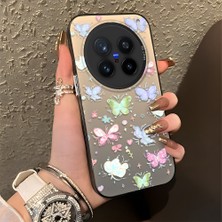 HONTINGA Vivo X200 Pro ile Uyumlu Kılıfı Silikon Kenar Sert Arka Düşüme Önleyici Basitlik Anti Düşme Kamera Korumali Küçük Kelebek Desen Telefon Kılıfı Kadın ve Erkek Için Uygundur K1-0851