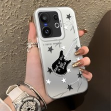 HONTINGA Vivo X200 Fe ile Uyumlu Kılıfı Silikon Kenar Sert Arka Düşüme Önleyici Basitlik Anti Düşme Kamera Korumali Gitar Desen Telefon Kılıfı Kadın ve Erkek Için Uygundur K1-0849
