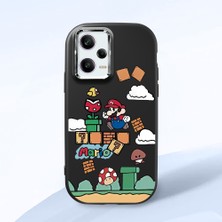 HONTINGA Poco X5 Pro 5g ile Uyumlu Kılıfı Kamera Korumalı Düşüme Önleyici Basitlik Siyah Yumuşak Silikon Telefon Kılıfı Mario Desenli K4-0181