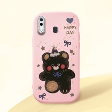 HONTINGA Samsung Galaxy A30 ile Uyumlu Kılıfı Kamera Korumalı Düşüme Önleyici Basitlik Pembe Yumuşak Silikon Telefon Kılıfı Hello Kitty Desenli K4-0182
