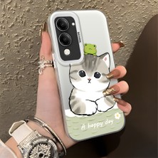 HONTINGA Vivo Y04 ile Uyumlu Kılıfı Silikon Kenar Sert Arka Düşüme Önleyici Basitlik Anti Düşme Kamera Korumali Kedi Desen Telefon Kılıfı Kadın ve Erkek Için Uygundur K1-0852