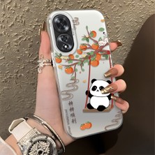 HONTINGA Oppo A60 ile Uyumlu Kılıfı Silikon Kenar Sert Arka Düşüme Önleyici Basitlik Anti Düşme Kamera Korumali Kedi Panda Telefon Kılıfı Kadın ve Erkek Için Uygundur K1-0846