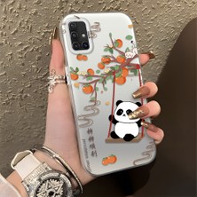 HONTINGA Samsung Galaxy A51 ile Uyumlu Kılıfı Silikon Kenar Sert Arka Düşüme Önleyici Basitlik Anti Düşme Kamera Korumali Kedi Panda Telefon Kılıfı Kadın ve Erkek Için Uygundur K1-0846