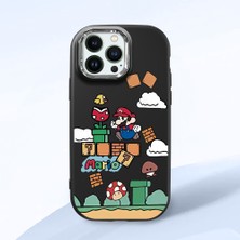 HONTINGA iPhone 14 Pro ile Uyumlu Kılıfı Kamera Korumalı Düşüme Önleyici Basitlik Siyah Yumuşak Silikon Telefon Kılıfı Mario Desenli K4-0181