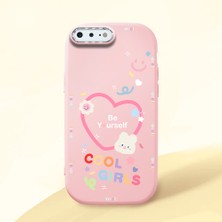 HONTINGA iPhone 7 Plus ile Uyumlu Kılıfı Kamera Korumalı Düşüme Önleyici Basitlik Pembe Yumuşak Silikon Telefon Kılıfı Kalp Desenli K4-0226