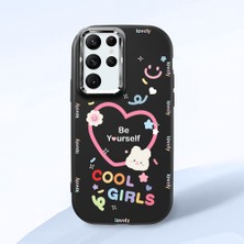 HONTINGA Samsung Galaxy S22 Ultra ile Uyumlu Kılıfı Kamera Korumalı Düşüme Önleyici Basitlik Siyah Yumuşak Silikon Telefon Kılıfı Kalp Desenli K4-0226