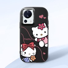HONTINGA Xiaomi Mi 13 Lite ile Uyumlu Kılıfı Kamera Korumalı Düşüme Önleyici Basitlik Siyah Yumuşak Silikon Telefon Kılıfı Kitty Desenli K4-0224