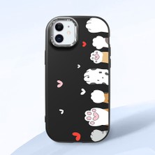 HONTINGA iPhone 12 ile Uyumlu Kılıfı Kamera Korumalı Düşüme Önleyici Basitlik Siyah Yumuşak Silikon Telefon Kılıfı Kedi Desenli K4-0184