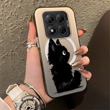 HONTINGA Poco X7 ile Uyumlu Kılıfı Silikon Kenar Sert Arka Düşüme Önleyici Basitlik Anti Düşme Kamera Korumali Kedi Desen Telefon Kılıfı Kadın ve Erkek Için Uygundur K1-0850