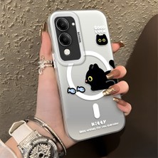 HONTINGA Vivo Y29S ile Uyumlu Kılıfı Silikon Kenar Sert Arka Düşüme Önleyici Basitlik Anti Düşme Kamera Korumali Yaratıcı Desen Telefon Kılıfı Kadın ve Erkek Için Uygundur K1-0848