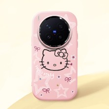 HONTINGA Vivo X300 Pro ile Uyumlu Kılıfı Kamera Korumalı Düşüme Önleyici Basitlik Pembe Yumuşak Silikon Telefon Kılıfı Hello Kitty Desenli K4-0227