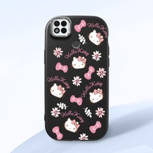 HONTINGA Poco C31 ile Uyumlu Kılıfı Kamera Korumalı Düşüme Önleyici Basitlik Siyah Yumuşak Silikon Telefon Kılıfı Hello Kitty Desenli K4-0182