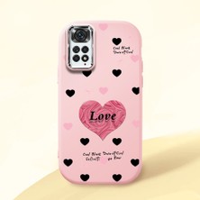 HONTINGA Redmi Note 11 ile Uyumlu Kılıfı Kamera Korumalı Düşüme Önleyici Basitlik Pembe Yumuşak Silikon Telefon Kılıfı Kalp Desenli K4-0228