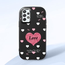 HONTINGA Samsung Galaxy A72 ile Uyumlu Kılıfı Kamera Korumalı Düşüme Önleyici Basitlik Siyah Yumuşak Silikon Telefon Kılıfı Kalp Desenli K4-0228