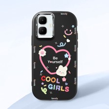 HONTINGA Infinix Smart 10 ile Uyumlu Kılıfı Kamera Korumalı Düşüme Önleyici Basitlik Siyah Yumuşak Silikon Telefon Kılıfı Kalp Desenli K4-0226