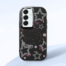 HONTINGA Samsung Galaxy S25 ile Uyumlu Kılıfı Kamera Korumalı Düşüme Önleyici Basitlik Siyah Yumuşak Silikon Telefon Kılıfı Hello Kitty Desenli K4-0227