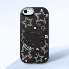 HONTINGA iPhone 7 ile Uyumlu Kılıfı Kamera Korumalı Düşüme Önleyici Basitlik Siyah Yumuşak Silikon Telefon Kılıfı Hello Kitty Desenli K4-0227