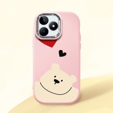 HONTINGA Realme C53 ile Uyumlu Kılıfı Kamera Korumalı Düşüme Önleyici Basitlik Pembe Yumuşak Silikon Telefon Kılıfı Ayı Desenli K4-0185