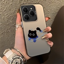 HONTINGA Tecno Spark 20 Pro ile Uyumlu Kılıfı Silikon Kenar Sert Arka Düşüme Önleyici Basitlik Anti Düşme Kamera Korumali Kedi Desen Telefon Kılıfı Kadın ve Erkek Için Uygundur K1-0845