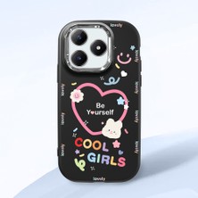 HONTINGA Realme Note 60X ile Uyumlu Kılıfı Kamera Korumalı Düşüme Önleyici Basitlik Siyah Yumuşak Silikon Telefon Kılıfı Kalp Desenli K4-0226
