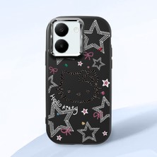 HONTINGA Vivo Y77T 5g ile Uyumlu Kılıfı Kamera Korumalı Düşüme Önleyici Basitlik Siyah Yumuşak Silikon Telefon Kılıfı Hello Kitty Desenli K4-0227