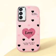 HONTINGA Samsung Galaxy M15 ile Uyumlu Kılıfı Kamera Korumalı Düşüme Önleyici Basitlik Pembe Yumuşak Silikon Telefon Kılıfı Kalp Desenli K4-0228