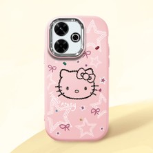 HONTINGA Xiaomi Redmi 13X ile Uyumlu Kılıfı Kamera Korumalı Düşüme Önleyici Basitlik Pembe Yumuşak Silikon Telefon Kılıfı Hello Kitty Desenli K4-0227