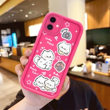 HONTINGA iPhone 12 ile Uyumlu Kılıfı Düşüme Önleyici Basitlik Anti Düşme Kamera Korumali Şirin Kedi Desen Gül Kırmızı Yumuşak Silikon Telefon Kılıfı Kadın ve Erkek Için Uygundur K8-0087