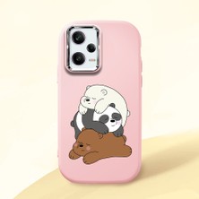 HONTINGA Redmi Note 12 Pro Speed ile Uyumlu Kılıfı Kamera Korumalı Düşüme Önleyici Basitlik Pembe Yumuşak Silikon Telefon Kılıfı Ayı Desenli K4-0225