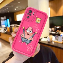 HONTINGA Redmi Note 10S ile Uyumlu Kılıfı Düşüme Önleyici Basitlik Anti Düşme Kamera Korumali Şirin Sünger Bob Desen Gül Kırmızı Yumuşak Silikon Telefon Kılıfı Kadın ve Erkek Için Uygundur K8-0104