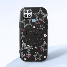 HONTINGA Oppo A15S ile Uyumlu Kılıfı Kamera Korumalı Düşüme Önleyici Basitlik Siyah Yumuşak Silikon Telefon Kılıfı Hello Kitty Desenli K4-0227