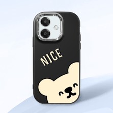 HONTINGA Oppo A3X 5g ile Uyumlu Kılıfı Kamera Korumalı Düşüme Önleyici Basitlik Siyah Yumuşak Silikon Telefon Kılıfı Ayı Desenli K4-0185