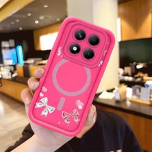HONTINGA Redmi Note 14 Pro ile Uyumlu Kılıfı Düşüme Önleyici Basitlik Anti Düşme Kamera Korumali Şirin Fiyonk Desen Gül Kırmızı Yumuşak Silikon Telefon Kılıfı Kadın ve Erkek Için Uygundur K8-0083