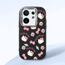 HONTINGA Vivo X200 Fe ile Uyumlu Kılıfı Kamera Korumalı Düşüme Önleyici Basitlik Siyah Yumuşak Silikon Telefon Kılıfı Hello Kitty Desenli K4-0182