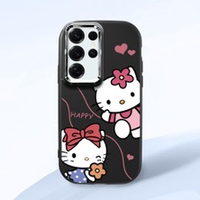 HONTINGA Samsung Galaxy S25 Ultra ile Uyumlu Kılıfı Kamera Korumalı Düşüme Önleyici Basitlik Siyah Yumuşak Silikon Telefon Kılıfı Kitty Desenli K4-0224