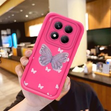 HONTINGA Redmi Note 14 Pro Plus ile Uyumlu Kılıfı Düşüme Önleyici Basitlik Anti Düşme Kamera Korumali Şirin Kelebek Desen Gül Kırmızı Yumuşak Silikon Telefon Kılıfı Kadın ve Erkek Için Uygundur K8-0096
