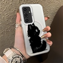 HONTINGA Samsung Galaxy S25 Plus ile Uyumlu Kılıfı Silikon Kenar Sert Arka Düşüme Önleyici Basitlik Anti Düşme Kamera Korumali Kedi Desen Telefon Kılıfı Kadın ve Erkek Için Uygundur K1-0850