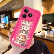 HONTINGA Realme C53 ile Uyumlu Kılıfı Düşüme Önleyici Basitlik Anti Düşme Kamera Korumali Şirin Kedi Desen Gül Kırmızı Yumuşak Silikon Telefon Kılıfı Kadın ve Erkek Için Uygundur K8-0086