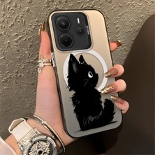 HONTINGA Xiaomi Redmi Note 14 4g ile Uyumlu Kılıfı Silikon Kenar Sert Arka Düşüme Önleyici Basitlik Anti Düşme Kamera Korumali Kedi Desen Telefon Kılıfı Kadın ve Erkek Için Uygundur K1-0850